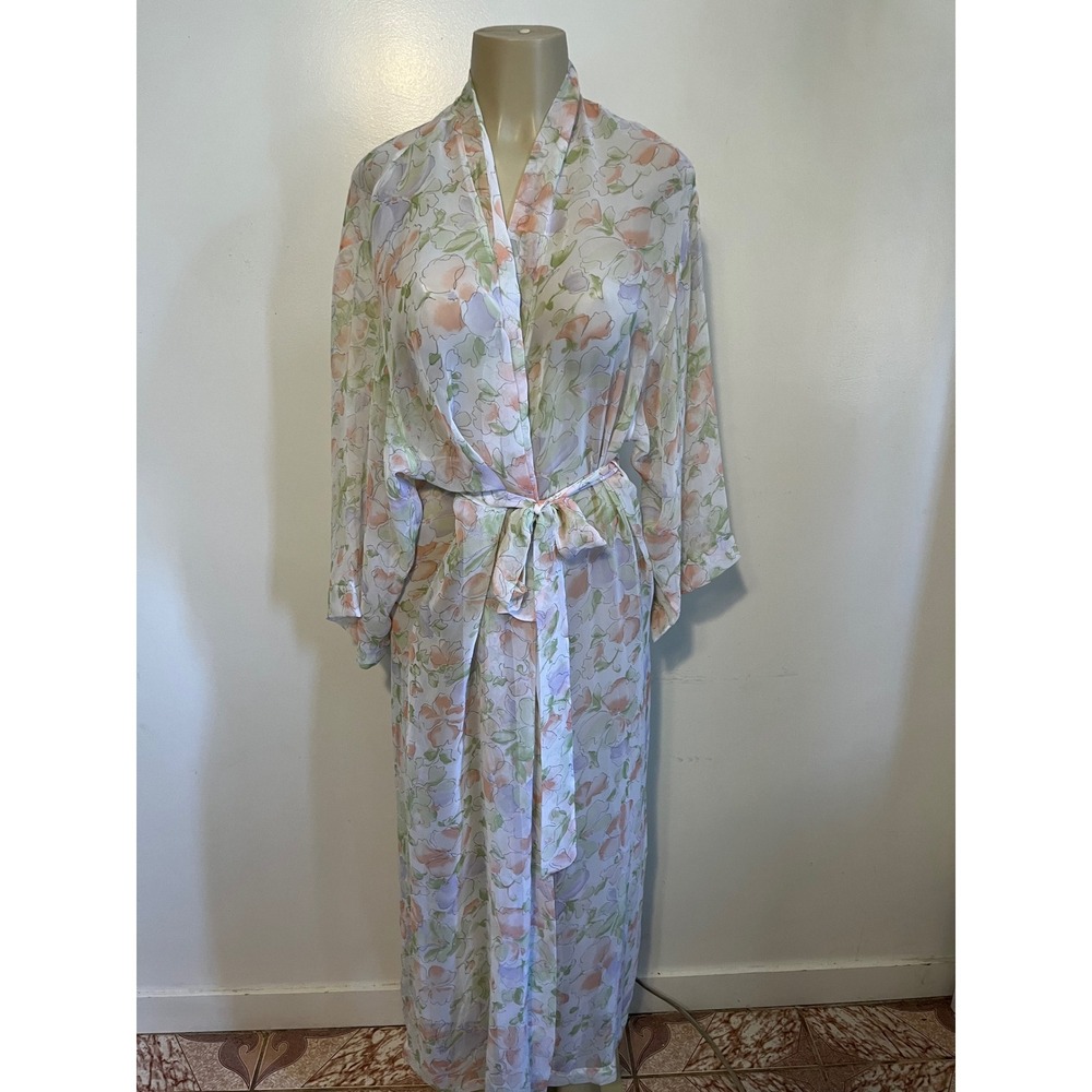 Vintage Eve Stillman Sheer Floral Print Robe Style 15202 -Small